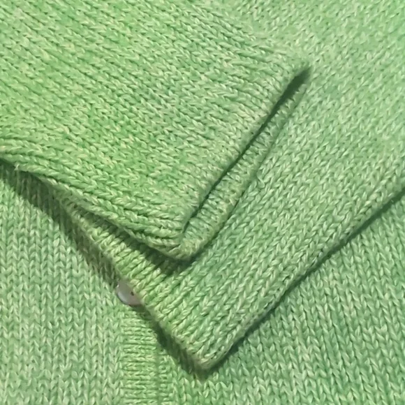 L.L. Bean Women's Green Knit Cotton Button Front Cardigan Size M - Picture 3 of 10